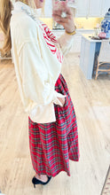 Ivory and Red Candy Cane Bow Sweatshirt