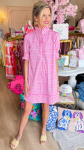 Pink Gingham Ruffle Collar Mini Dress