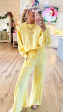 Yellow Eyelet Sweatshirt Wide Leg Set