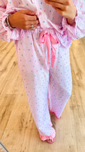 Pink Swiss Dot Striped Pajama Set