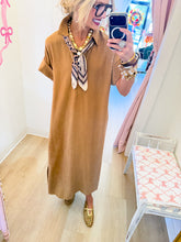 Camel Short Sleeve Midi Dress