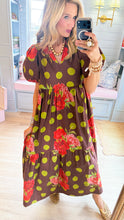 Chocolate Floral Polka Dot Maxi Dress