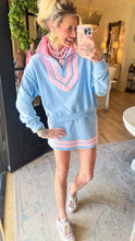 Light Blue and Pink Contrast Skort Set
