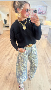 Sage Camo Barrel Jeans