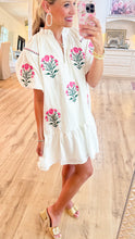 Cream Floral Bubble Sleeve Dress