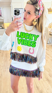 Lucky Vibes Rainbow Fringe Skirt Set