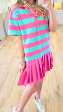 Pink and Mint Stripe Collared Mini Dress