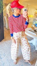 Cherry Cream Stripe Contrast Cardigan