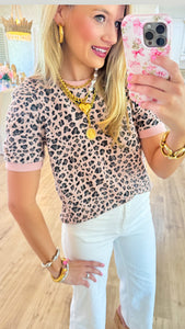 Light Pink Leopard Print Blouse