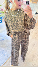 Brown Leopard Print Washed French Terry Pant Set