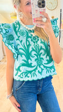 THML Blue and Green Embroidered Top