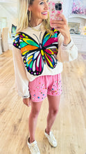 Pink Denim Rainbow Crystal Shorts