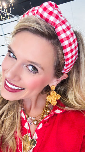 Red Gingham Headband