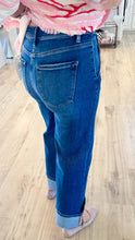 Dark High Rise Wide Cuffed Jeans