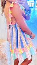 Pastel Patchwork Ruffle Hem Mini Dress