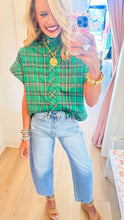 Green Plaid Cap Sleeve Top