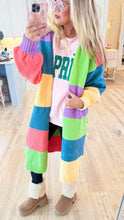 Multi Color Long Open Cardigan