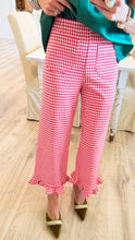 Tomato Red Ruffle Hem Pants