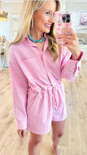 Pink Striped Collard Romper