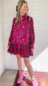 Pink and Red Animal Print Dress