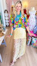 Yellow Sequin Maxi Skirt