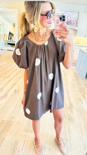 Brown Polka Dot Mini Dress