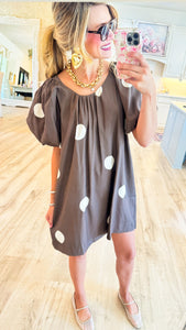 Brown Polka Dot Mini Dress
