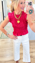 Deal Of The Day Red and Pink Smocked Ruffle Crop Top