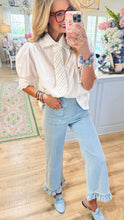 White Poplin Tie Front Top