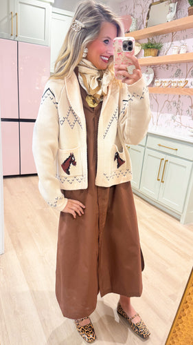 Beige Horse Knit Sweater