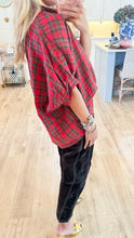 Red Multi Plaid Oversized Top