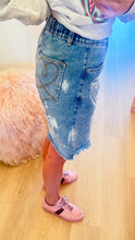 Washed Denim Heart Cargo Shorts
