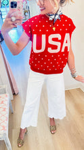 Red Sleeveless Polka Dot USA Knit Top