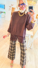 Chocolate Lace Scallop Hem Sweater