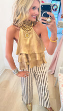 Gold Sleeveless Ruffle Tiered Top