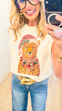 Leopard Santa Jeweled Collar Muscle Tee