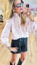 Pink Western Toile Button Up Top