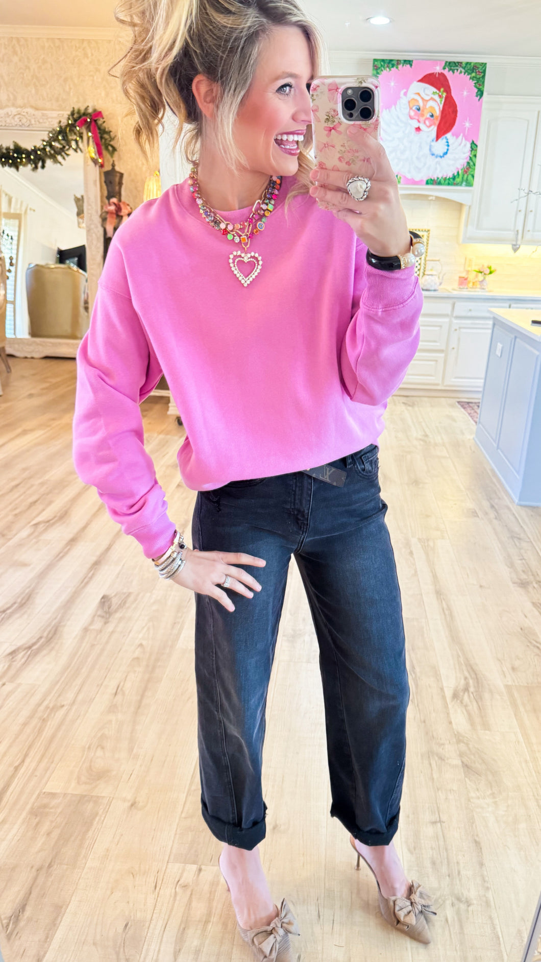 Pink Pullover Sweatshirt