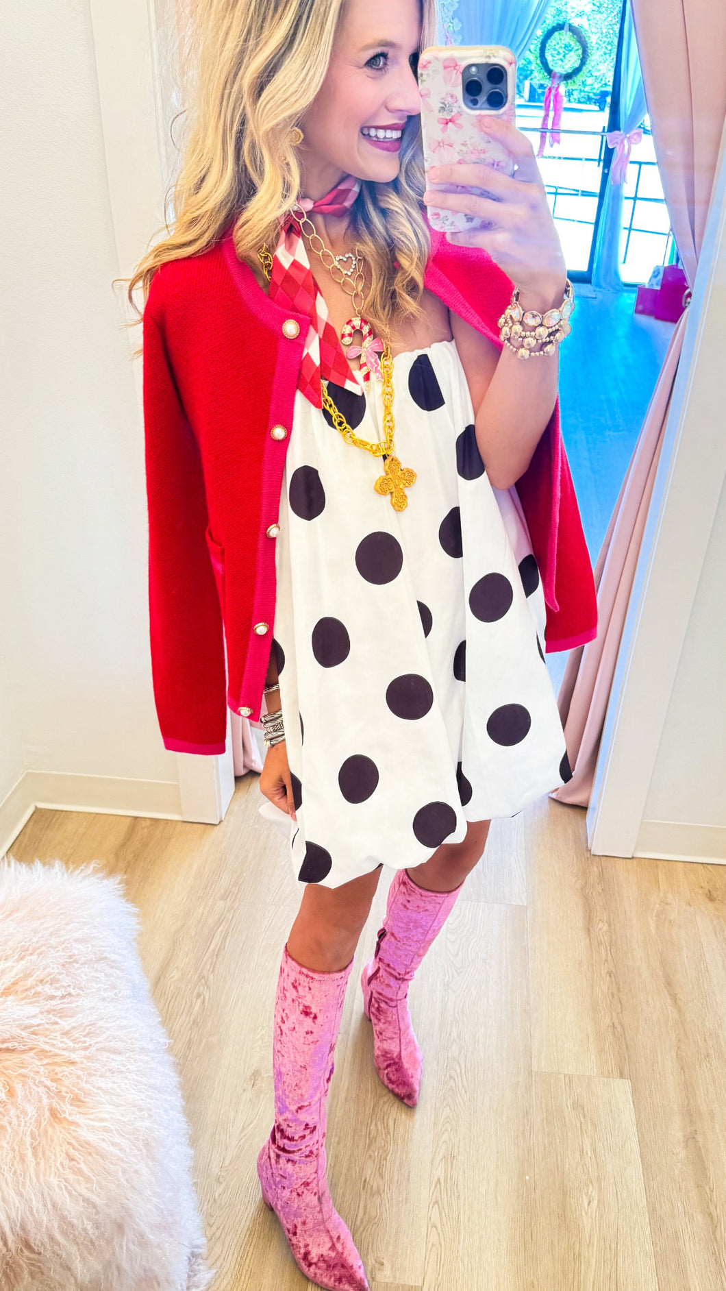 Red Hot Pink Colorblock Cardigan