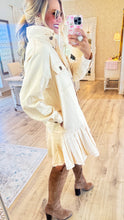 Ecru Long Sleeve Pleated Hem Dress