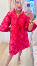 Tomato Red Floral Jacquard Babydoll Dress