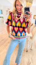 Multi Color Heart Bubble Sleeve Sweater