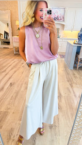 Dusty Mauve Heavy Satin Bubble Hem Top