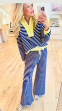 Navy and Yellow Striped Pant Set