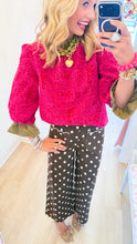 Magenta Embossed Floral Pattern Top