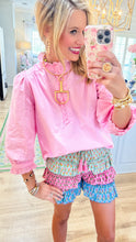 Pink Eyelet Accent Top