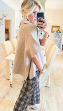 Latte Side Slit Cape Cardigan