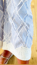 Blue and White Textured Pant Set