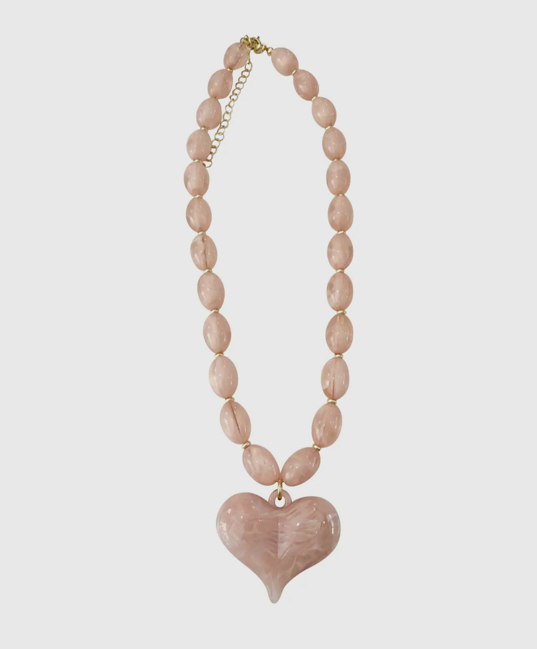 Pink Beaded Heart Necklace