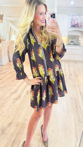 THML Floral Detailed V Neck Dress